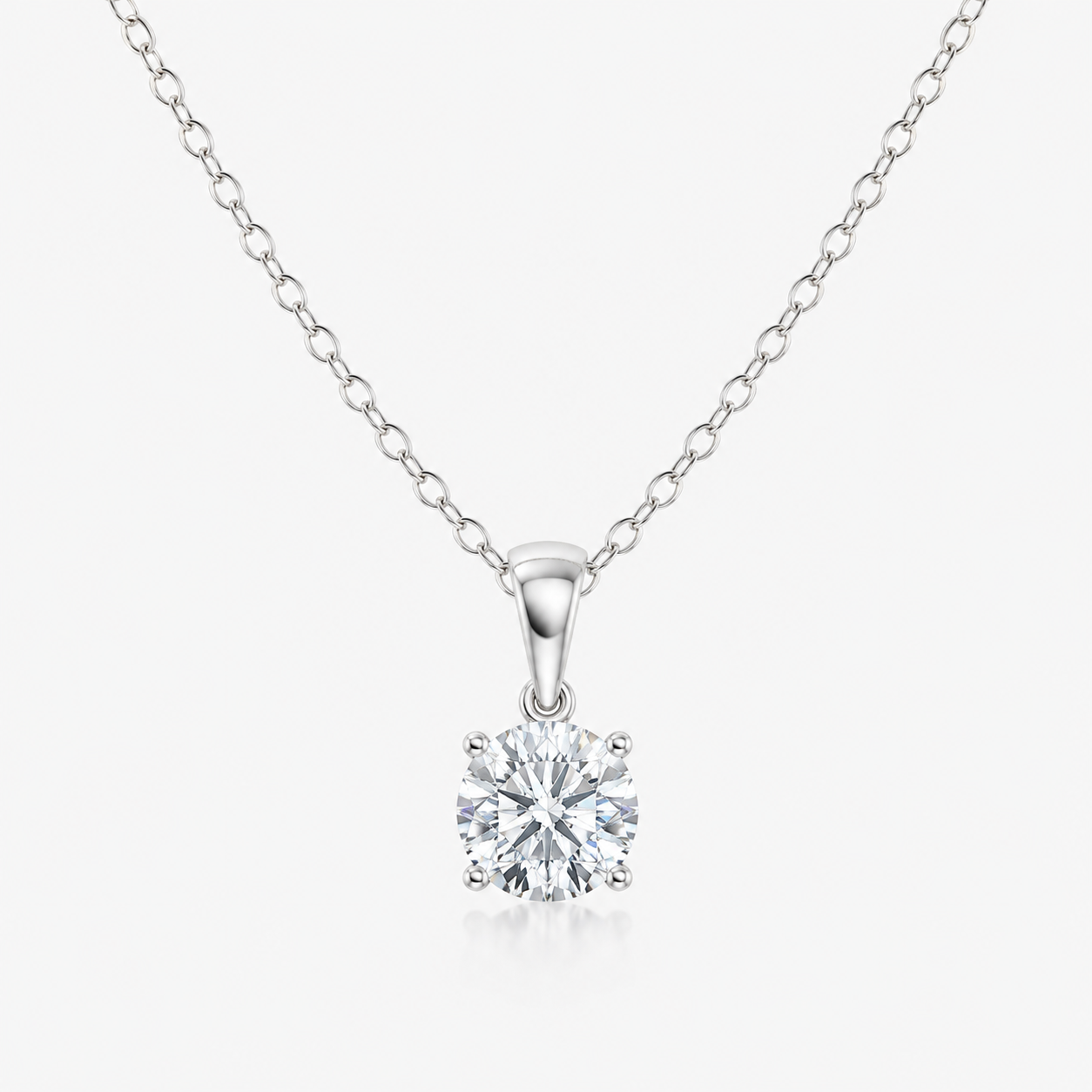 Moissanite Solitaire Necklace – 925 Sterling Silver