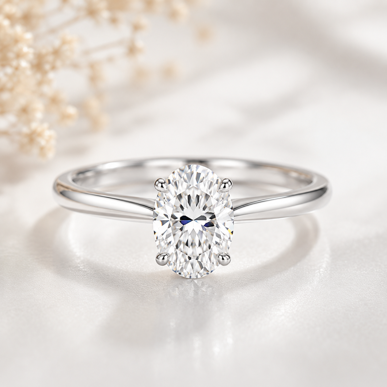Oval Moissanite Ring – 925 Sterling Silver