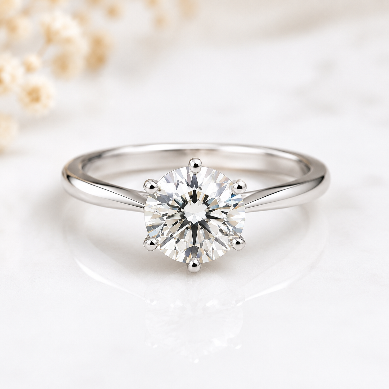 Moissanite Solitaire Ring – 925 Sterling Silver