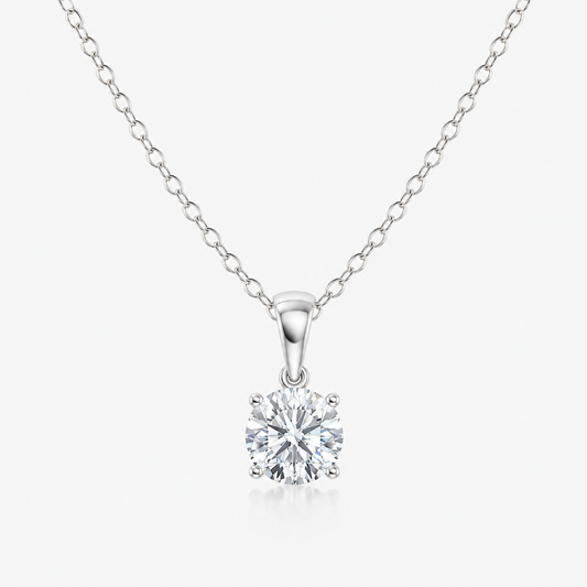 Moissanite Solitaire Necklace – 925 Sterling Silver