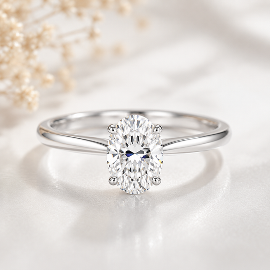 Oval Moissanite Ring – 925 Sterling Silver
