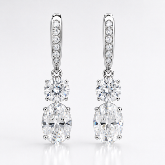 Moissanite Drop Earrings – 925 Sterling Silver